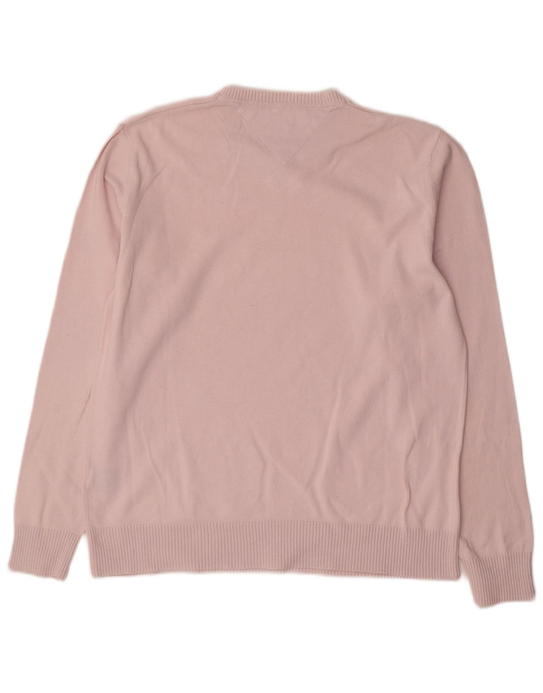 Męski sweter Tommy Hilfiger z dekoltem w kształcie litery V, średnioróżowy, bawełniany