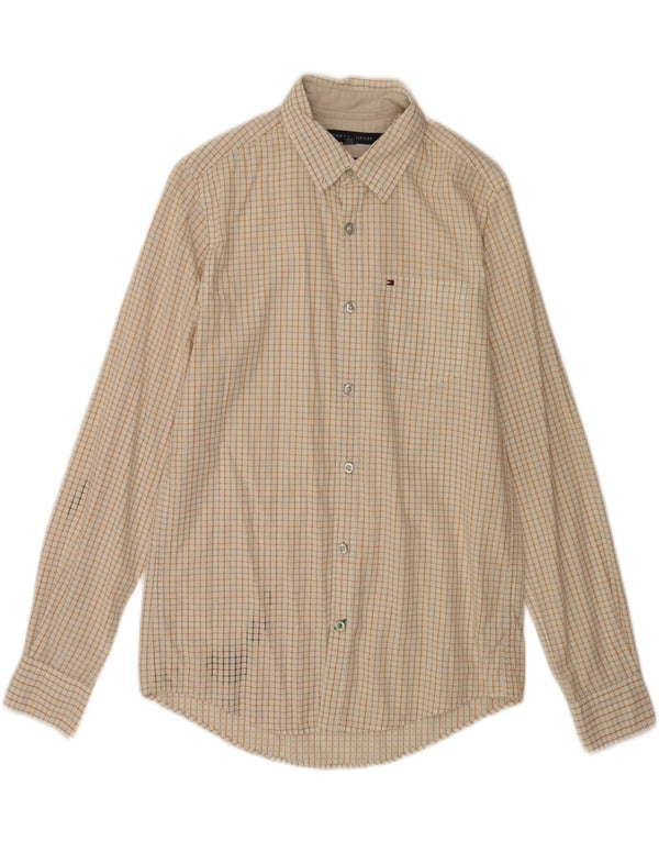 Męska koszula Tommy Hilfiger New York Fit w małą beżową kratkę, bawełniana