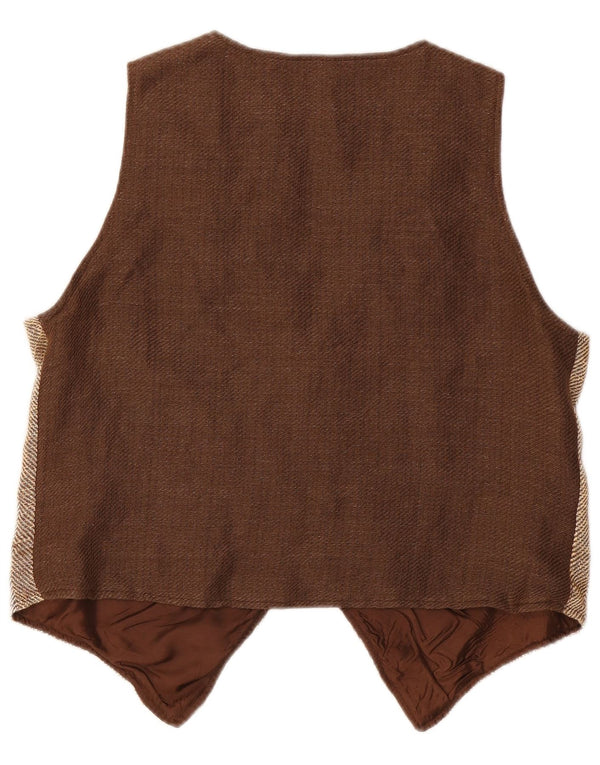 Kamizelka damska VINTAGE UK 16 duża brązowa w jodełkę