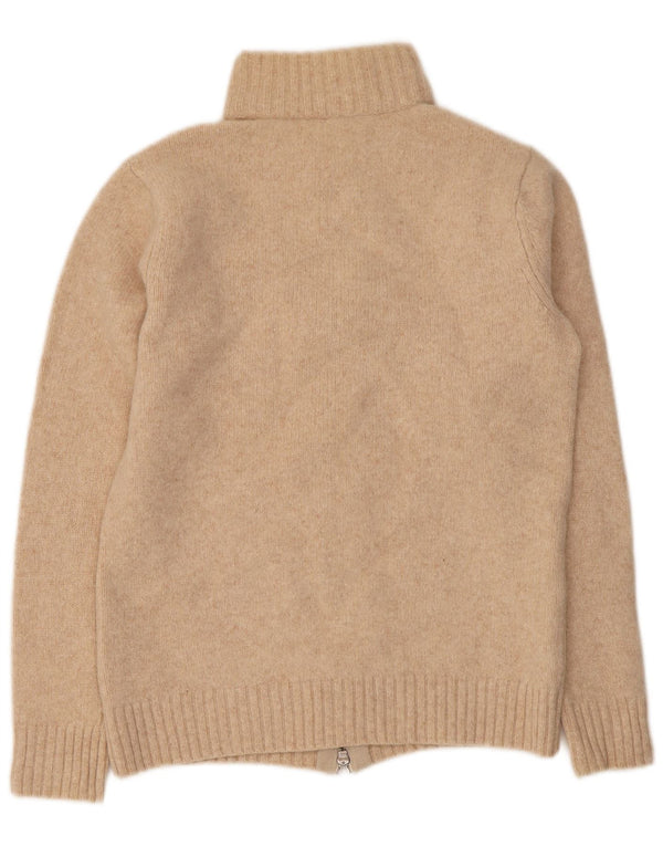 Damski sweter rozpinany Armani UK 12 Średni beż z dziewiczej wełny
