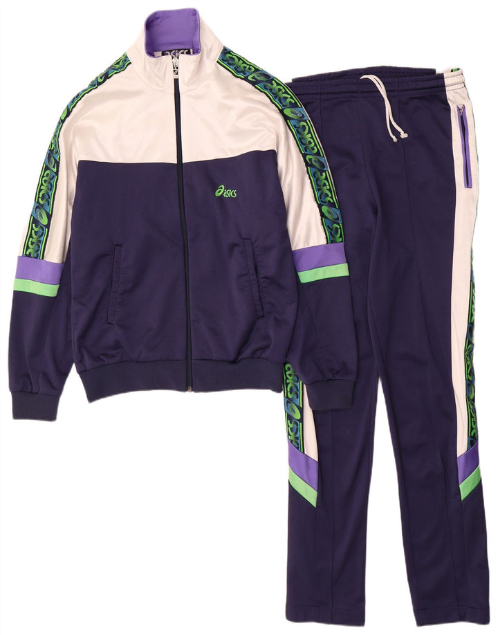 Pełny dres damski Asics IT 46, duży, granatowy, blokowy poliamid