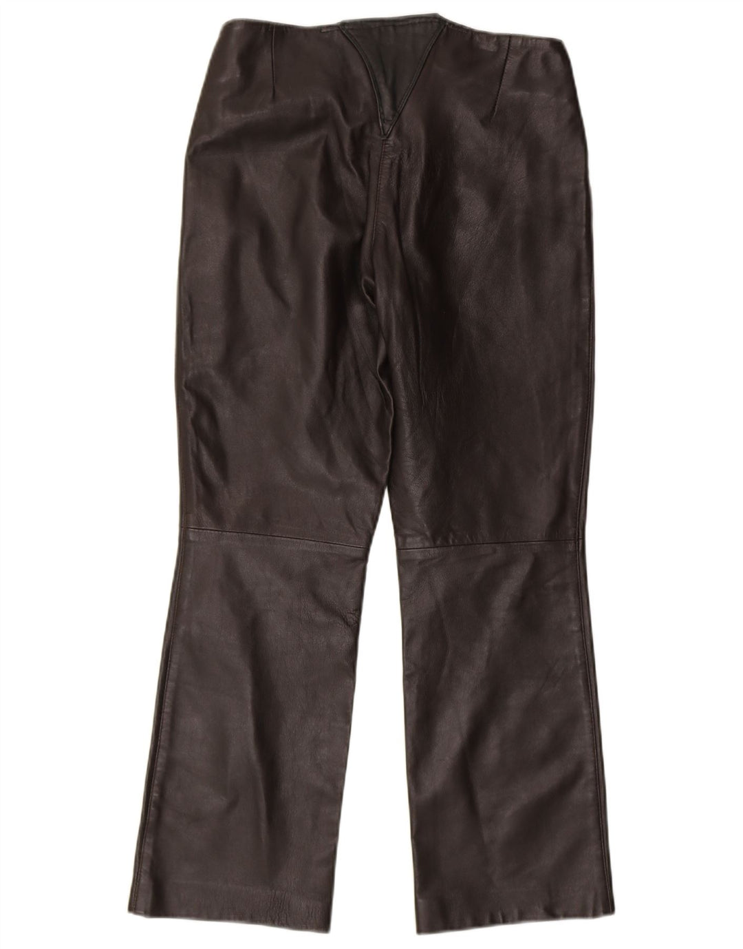 VINTAGE Womens Straight Leather Trousers W28 L28 Brown
