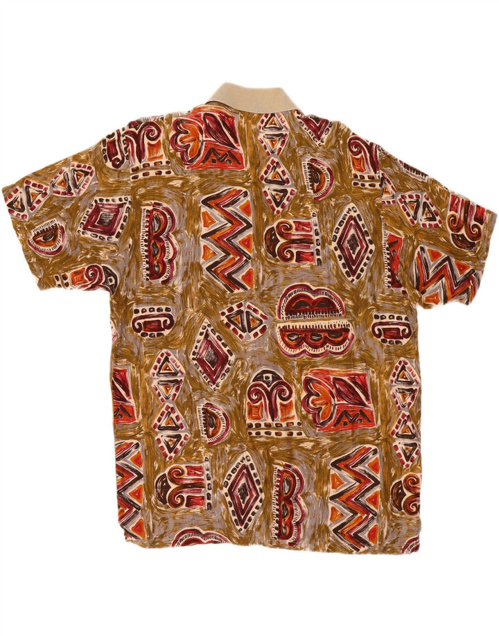 VINTAGE Mens Polo Shirt Large Multicoloured Geometric