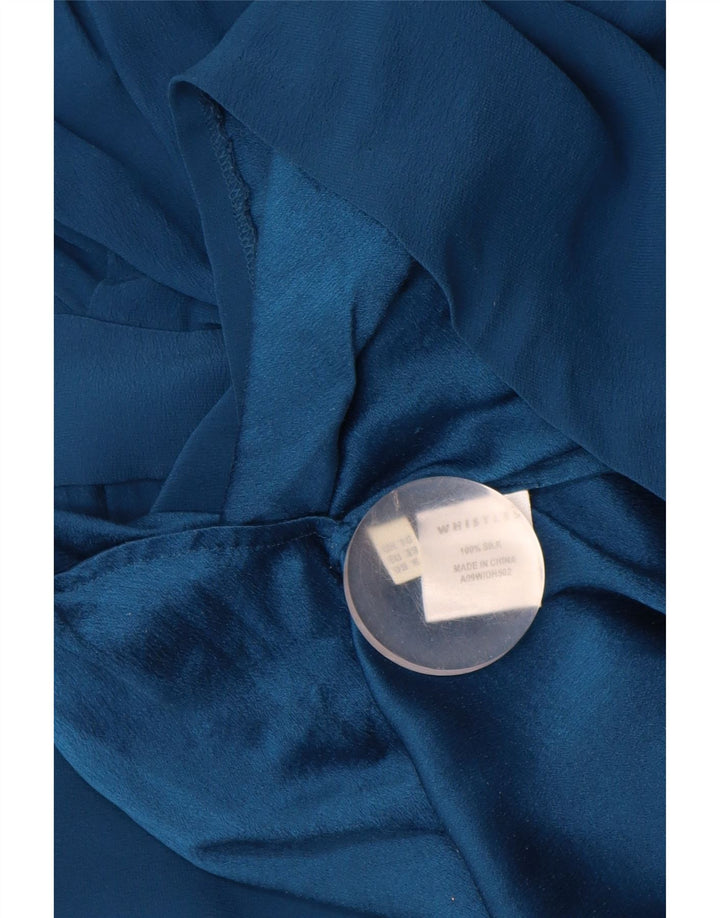 WHISTLES Damska sukienka bąbelkowa bez rękawów UK 10 Mała niebieska jedwabna