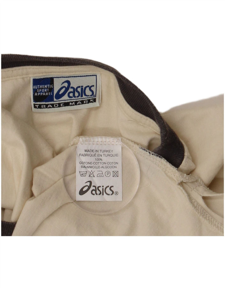 Męski T-shirt z grafiką ASICS, duży, beżowy, bawełniany