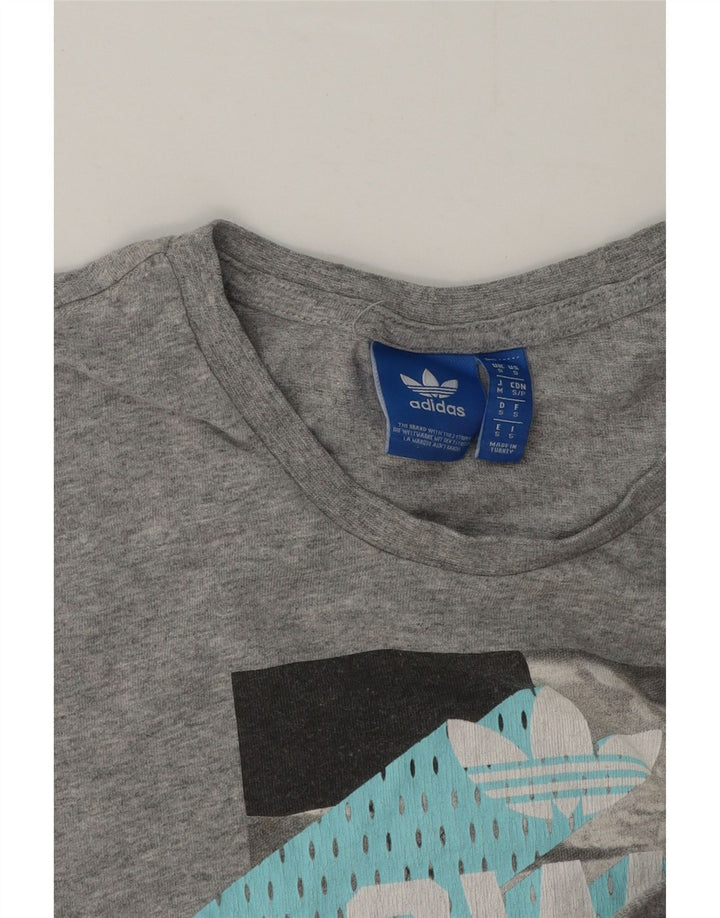 Męska koszulka z grafiką Adidas, mała, szara, nakrapiana