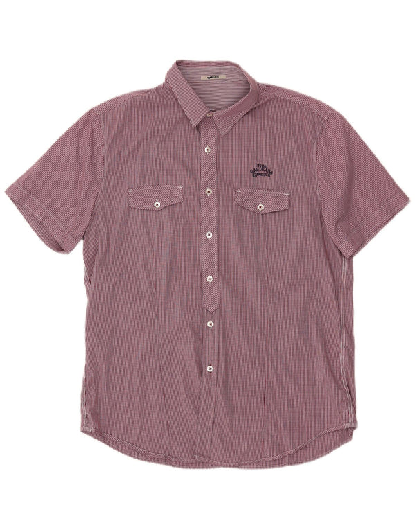 Koszula męska z krótkim rękawem Gas XL, bawełniana w czerwone prążki