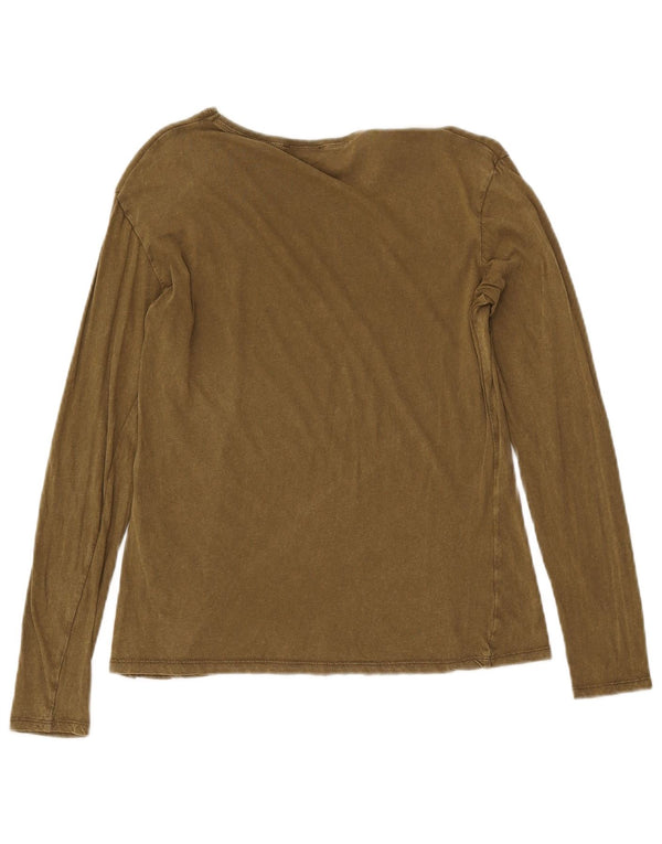 Damski top Zara z długim rękawem, UK 10, mały, bawełniany khaki