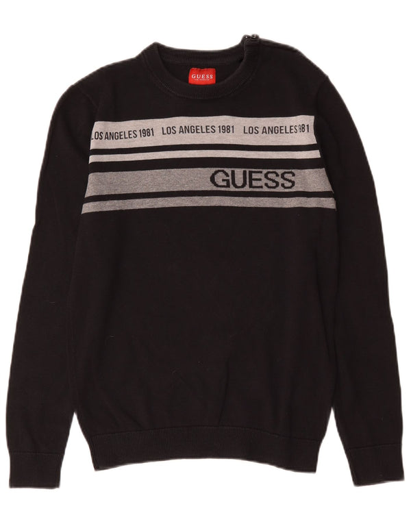 Chłopięcy sweter z okrągłym dekoltem Guess 12-13 lat XS, czarny, blok kolorów