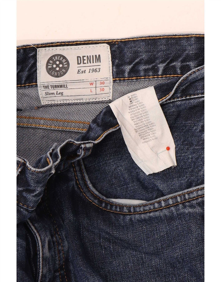Męskie jeansy slim Ben Sherman W30 L30 Niebieskie bawełniane