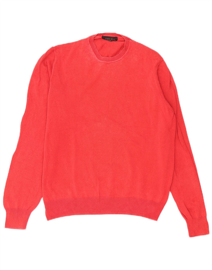 Męski sweter Zara z okrągłym dekoltem, duży, czerwony