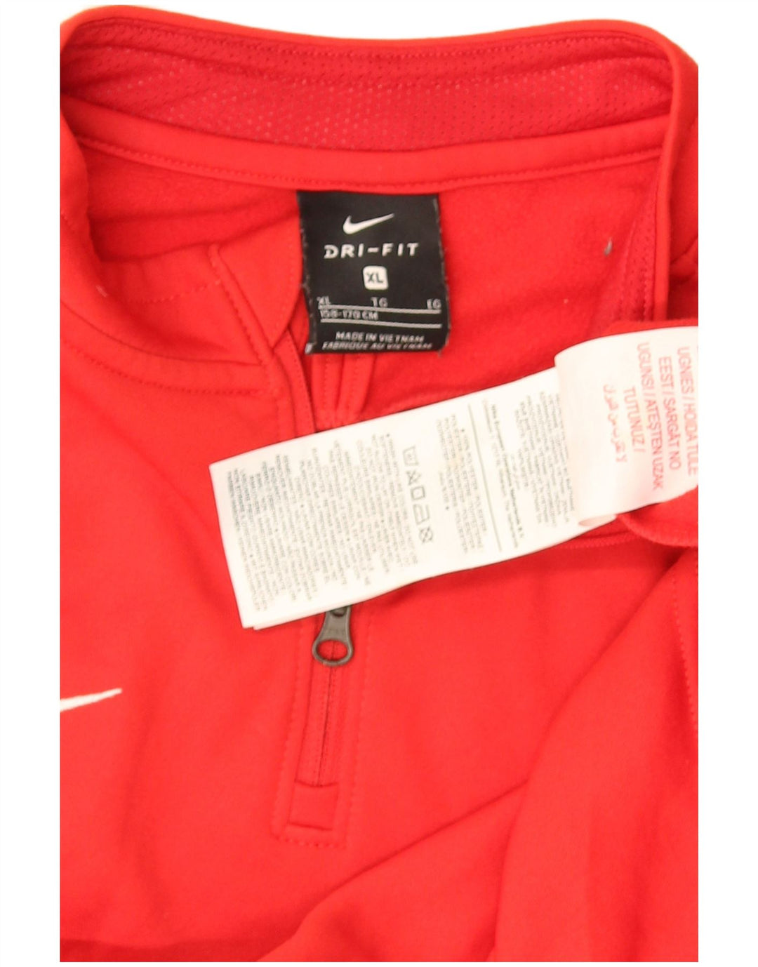 Chłopięca koszulka Nike Dri Fit z zamkiem i dekoltem, z długim rękawem, 13-14 lat, XL, czerwony, poliester