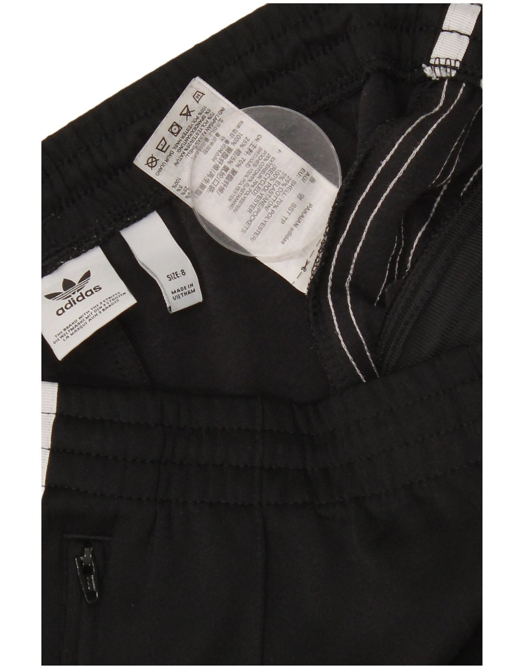 Damskie spodnie dresowe ADIDAS UK 8, małe, czarne, poliestrowe