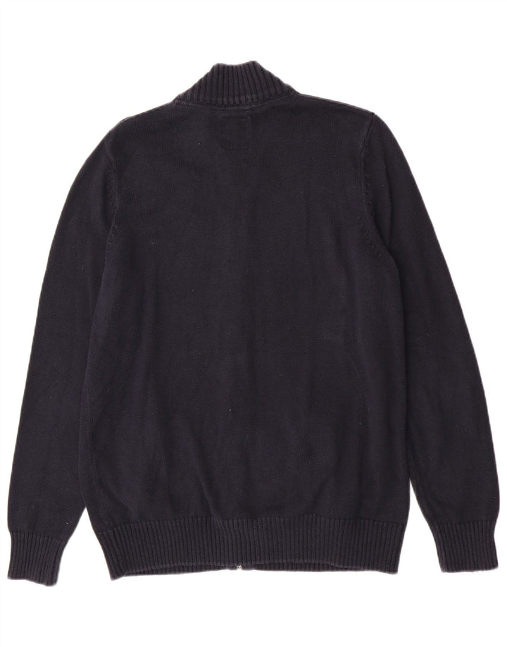 Crew Clothing Męski sweter rozpinany, średni granatowy, bawełniany