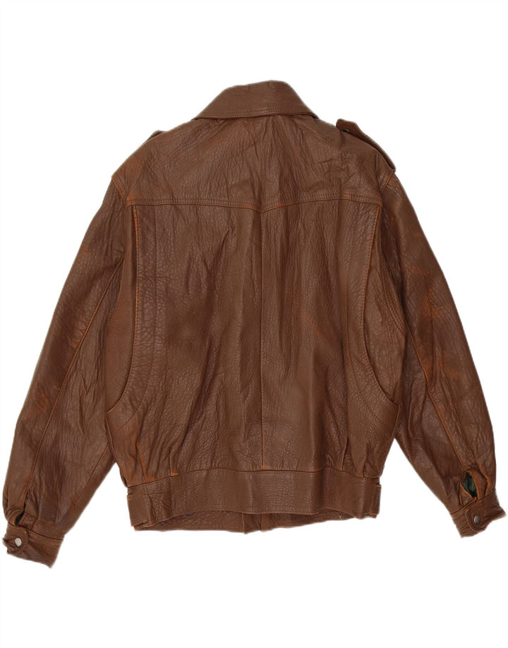 CONBIPEL Mens Military Leather Jacket UK 38 Medium Brown Leather Vintage Conbipel and Second-Hand Conbipel from Messina Hembry 