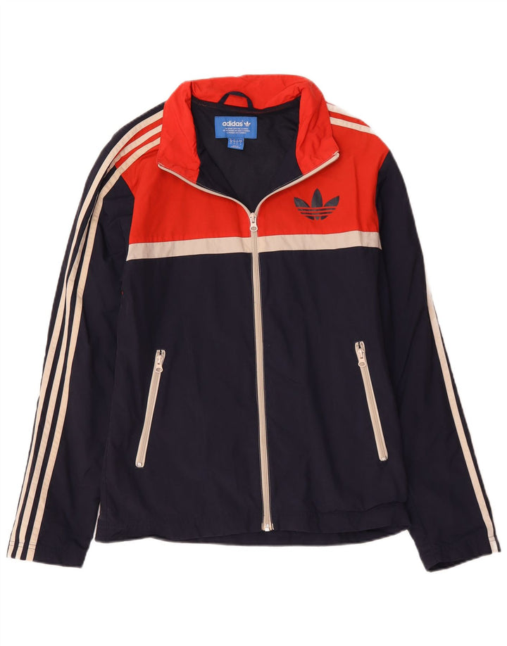 Męska bluza dresowa Adidas z grafiką, mała, granatowa, z blokami kolorów
