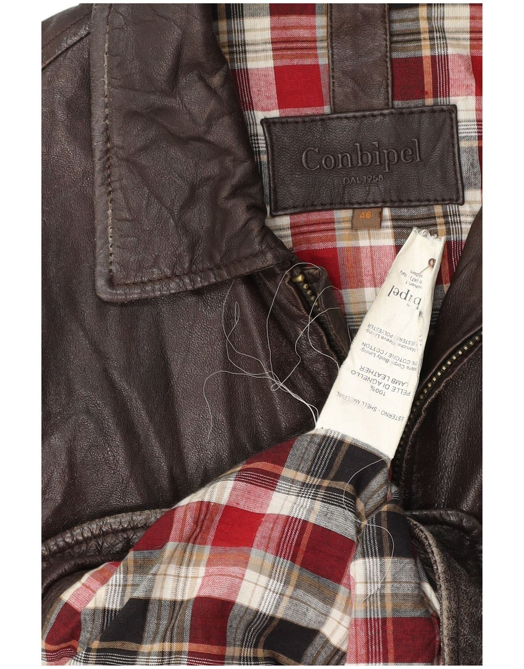 CONBIPEL Męska kurtka skórzana IT 46 Mała brązowa skóra