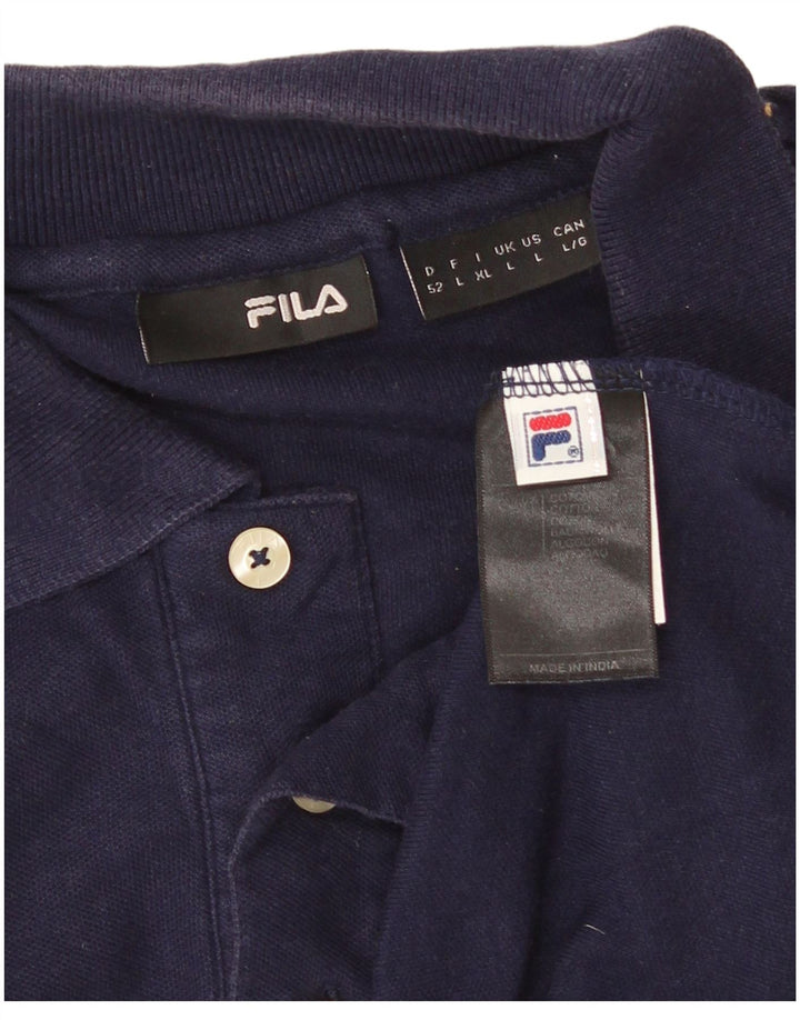 Męska koszulka polo FILA, duża, granatowa, bawełniana