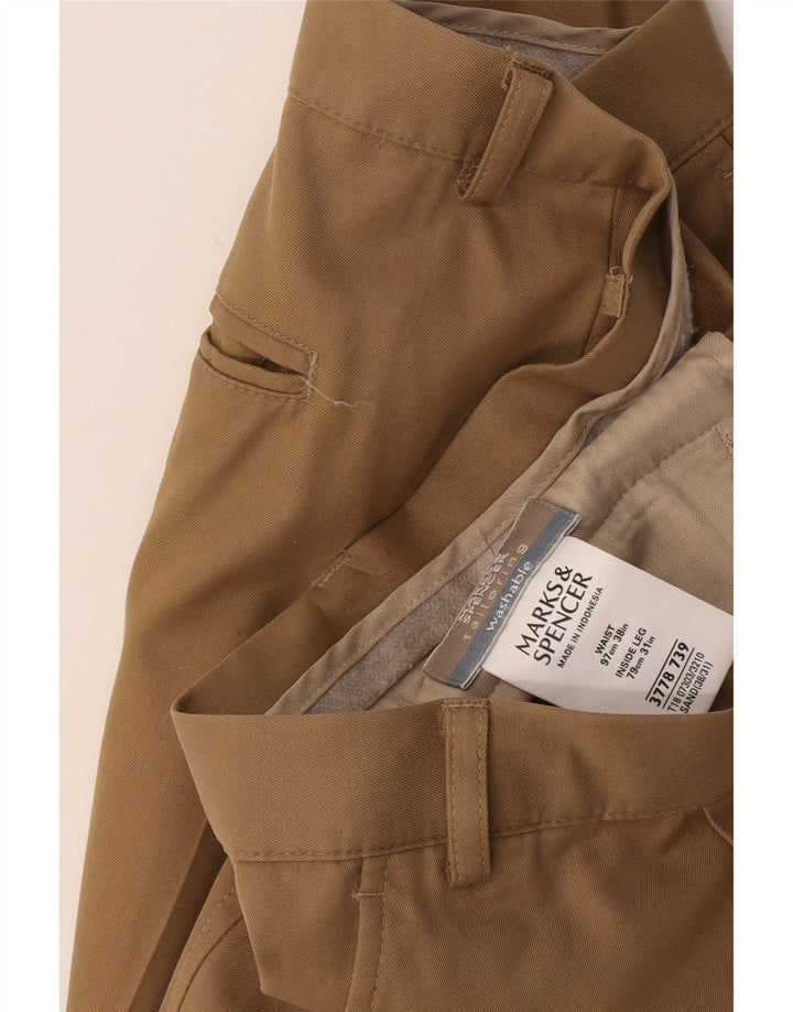 Męskie spodnie Chino Marks & Spencer W38 L31 Beżowa bawełna