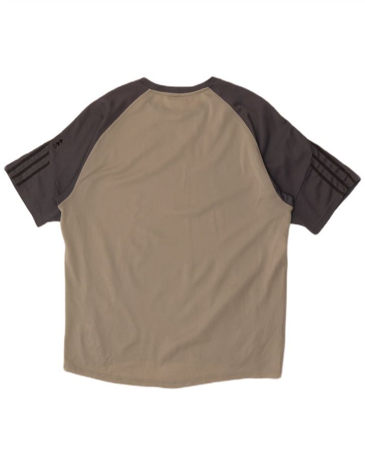 Adidas Męski T-shirt Top Duży Szary Poliester z blokami kolorów
