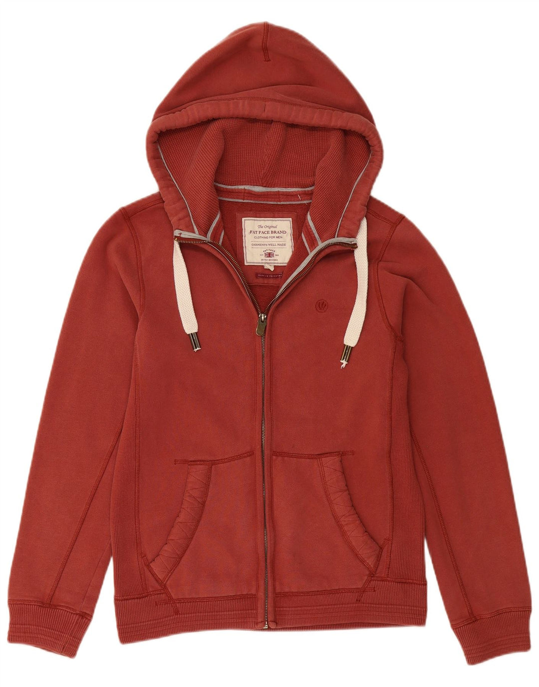 Męski sweter z kapturem i zamkiem FAT FACE, mały, bordowy