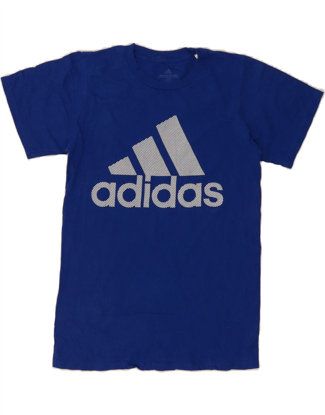 ADIDAS Mens Graphic T-Shirt Top Small Blue Cotton Vintage Adidas and Second-Hand Adidas from Messina Hembry 
