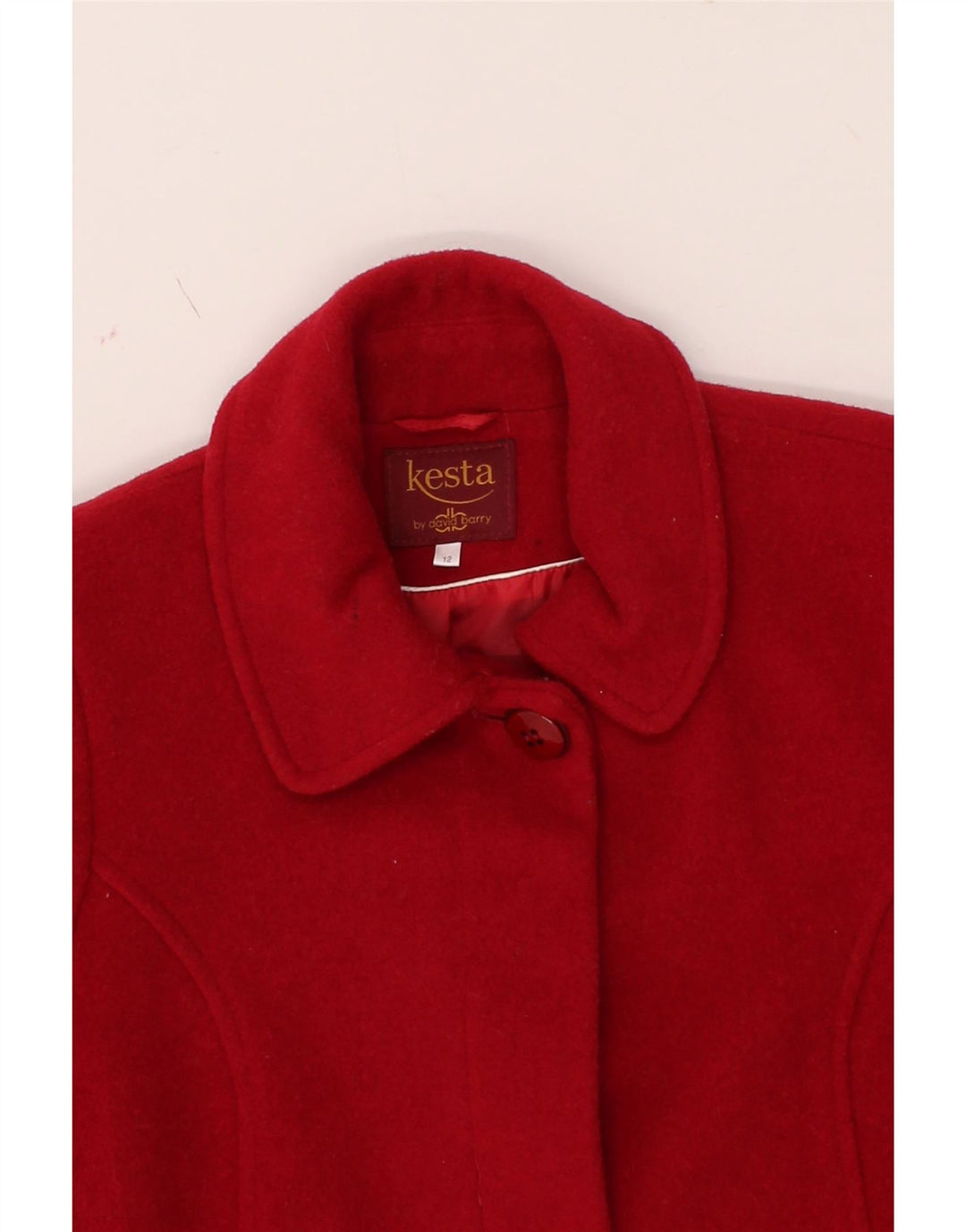 DAVID BARRY Womens Overcoat UK 12 Medium Red Wool Vintage David Barry and Second-Hand David Barry from Messina Hembry 