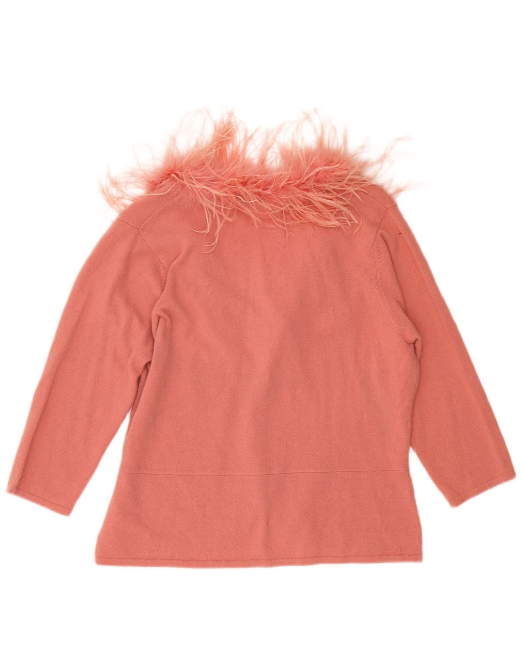 Damski sweter kardigan z rękawem 3/4 Monsoon UK 18 XL Różowa wełna