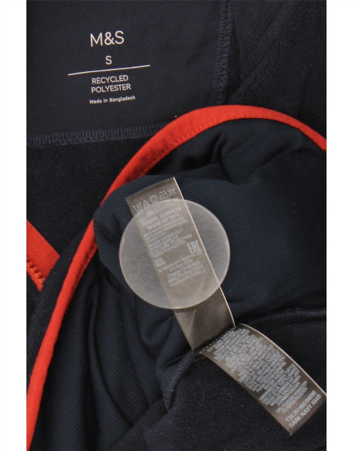 Marks & Spencer Męski sweter polarowy z zamkiem błyskawicznym, mały, granatowy, poliester