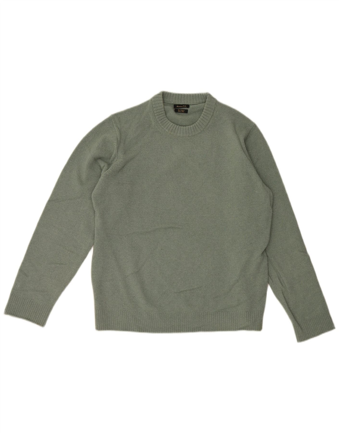 Męski sweter Massimo Dutti z okrągłym dekoltem, duży, zielony, wełniany