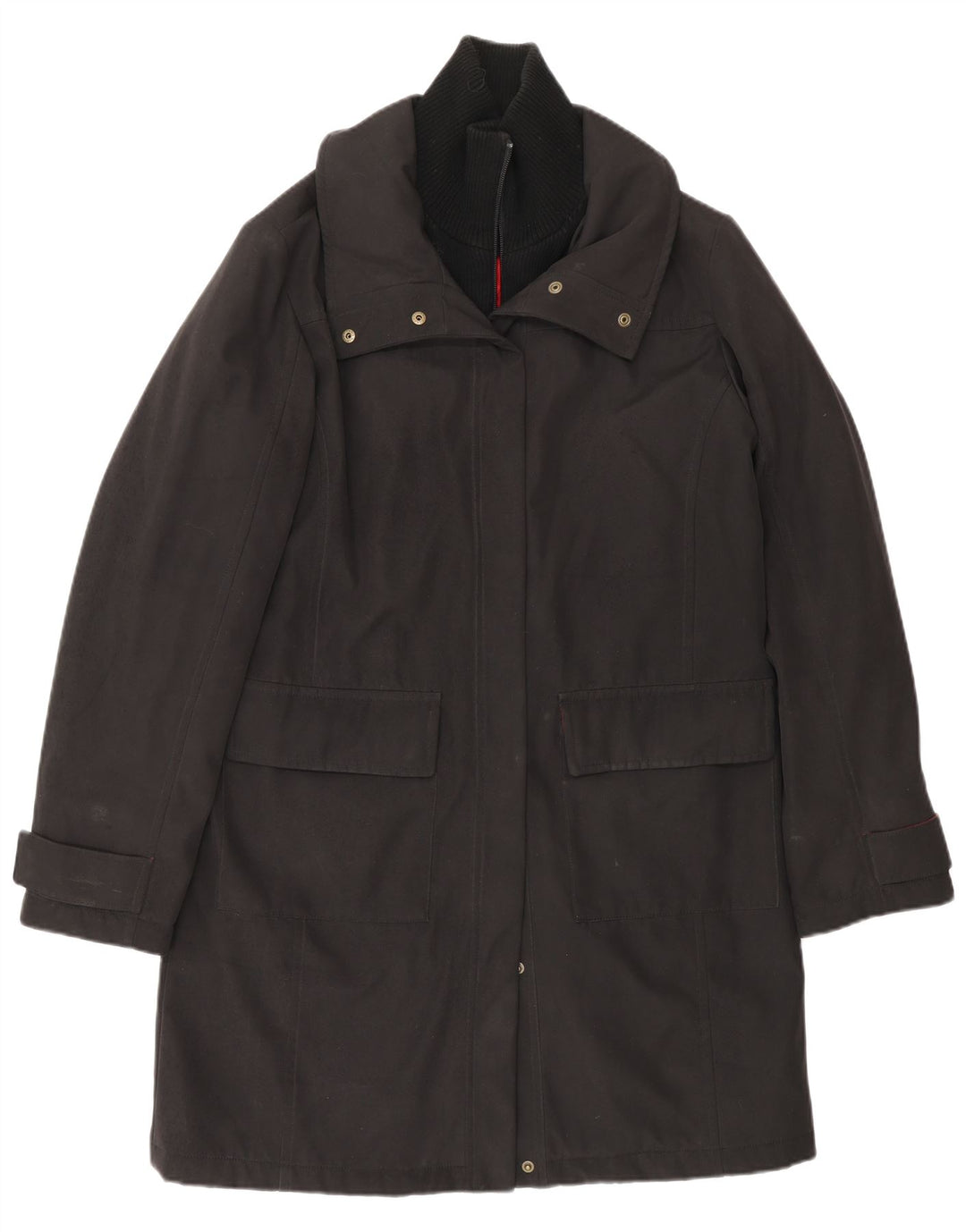 Damski płaszcz wiatrówka TOMMY HILFIGER UK 16, duży, czarny poliester