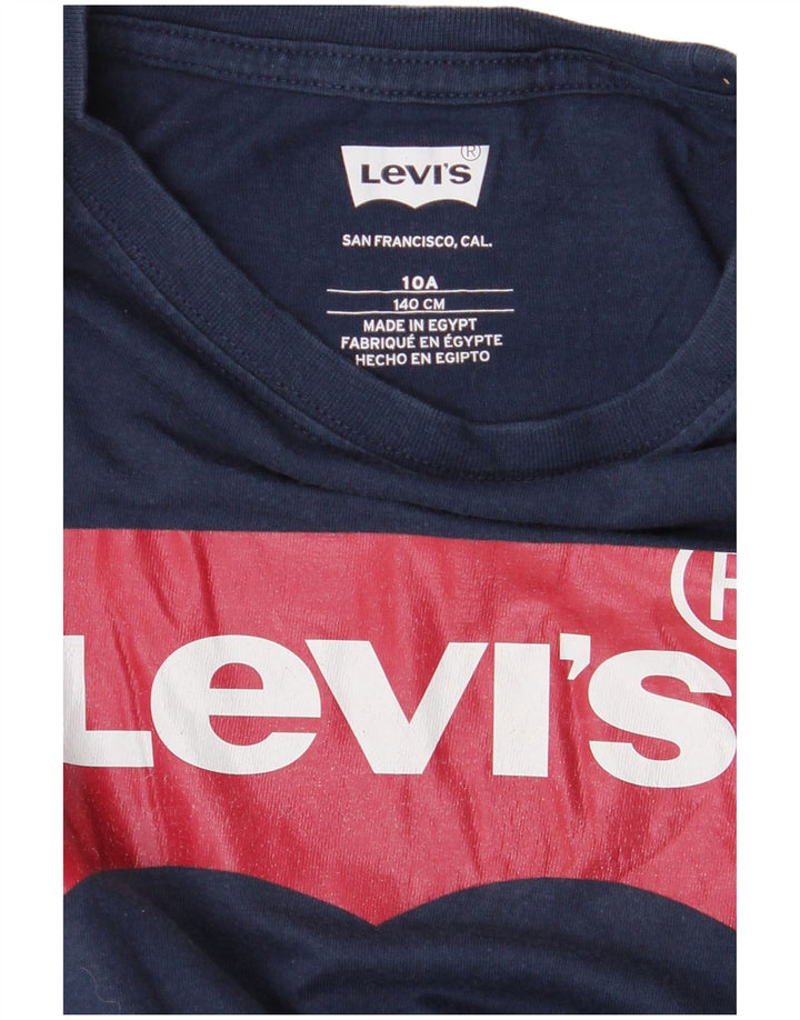 Chłopięcy T-shirt z grafiką Levi's Top 9-10 lat, granatowe logo