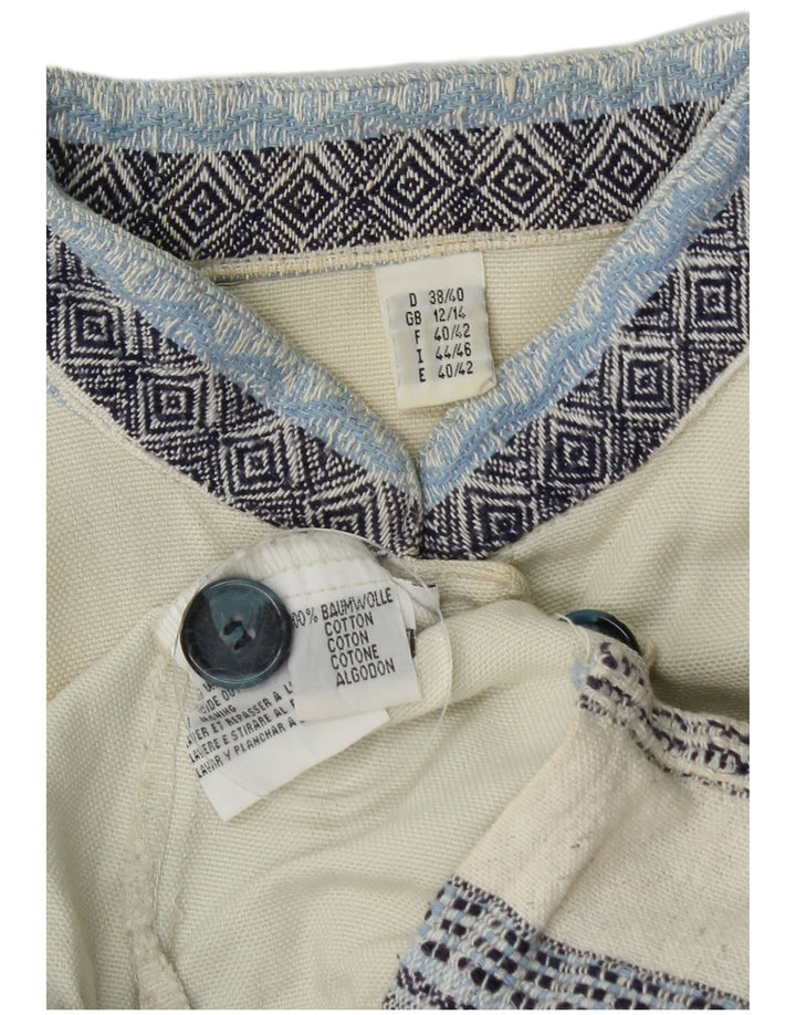 Damska bluzka z długim rękawem w stylu vintage, UK 12/14, średnie złamane białe paski