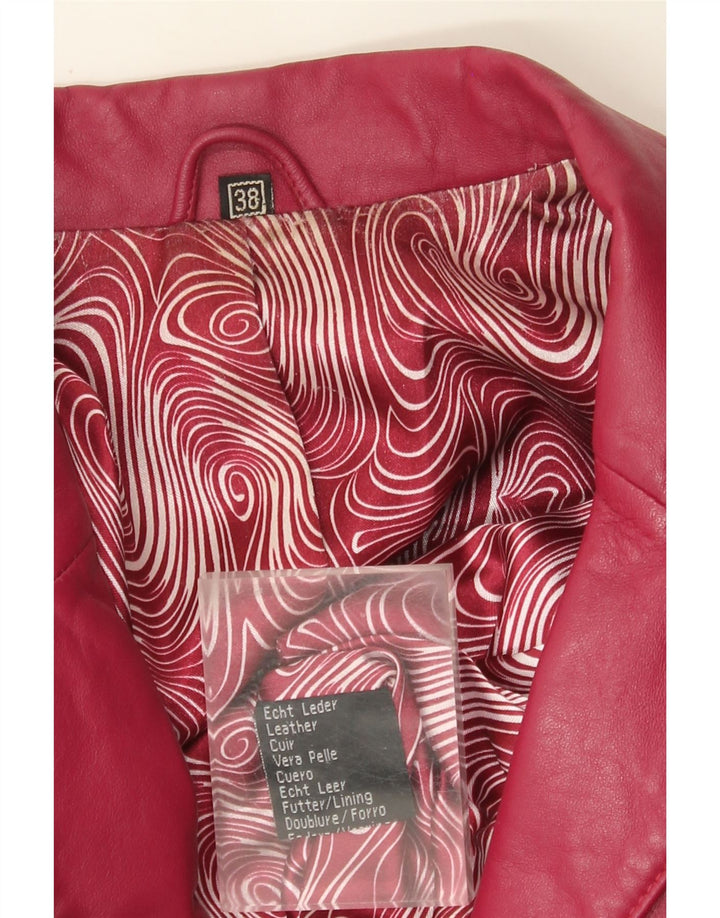 Vintage damska marynarka skórzana zapinana na 3 guziki EU 38, średnia różowa skóra