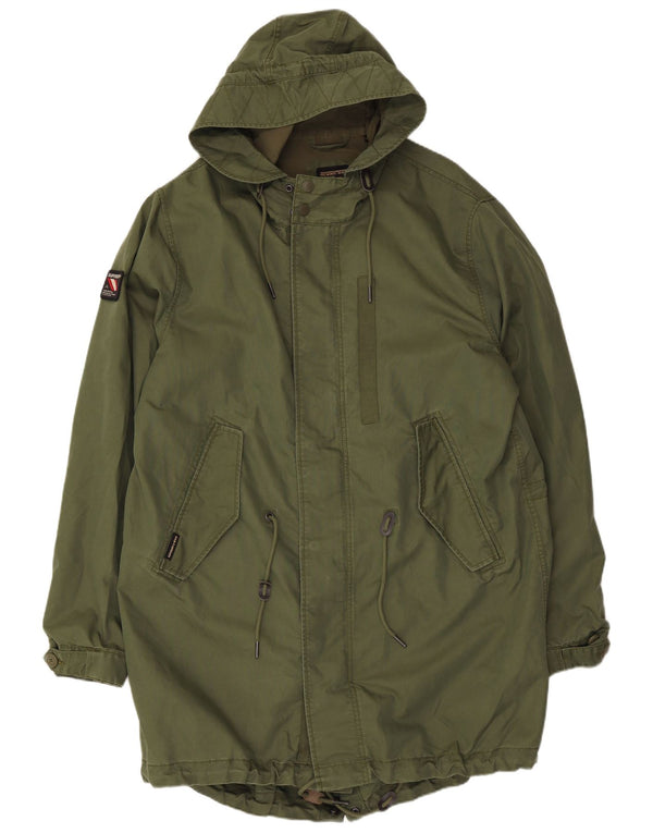 Męska kurtka parka z kapturem Superdry UK 44 2XL, bawełna khaki