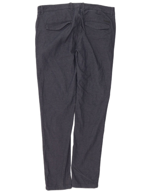 Męskie spodnie chino Zara Slim Fit EU 44 Large W34 L32 Granatowa bawełna