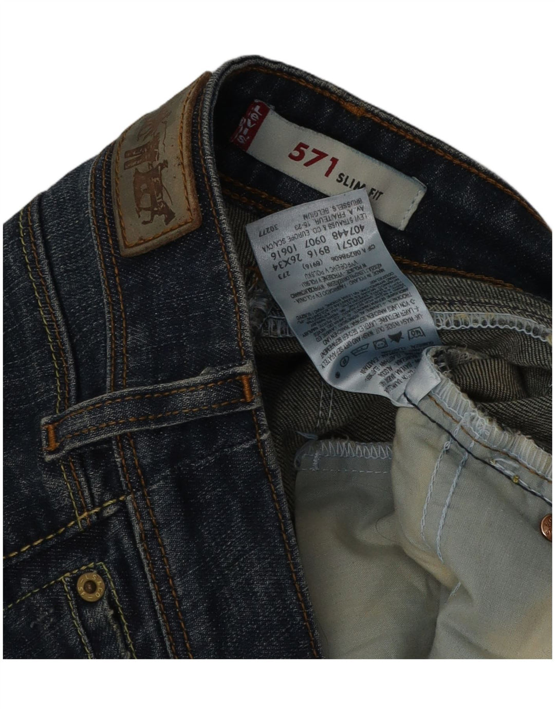 Damskie jeansy Levi's 571 Slim W26 L34 Granatowa bawełna