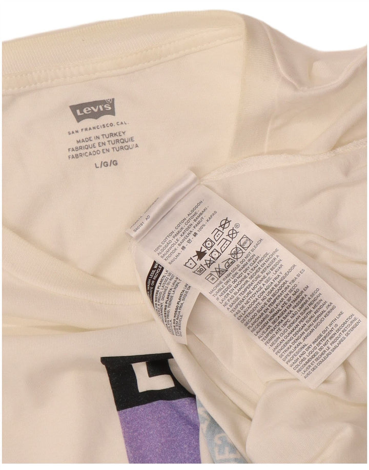 Męski T-shirt z grafiką Levi's, duży, z białej bawełny