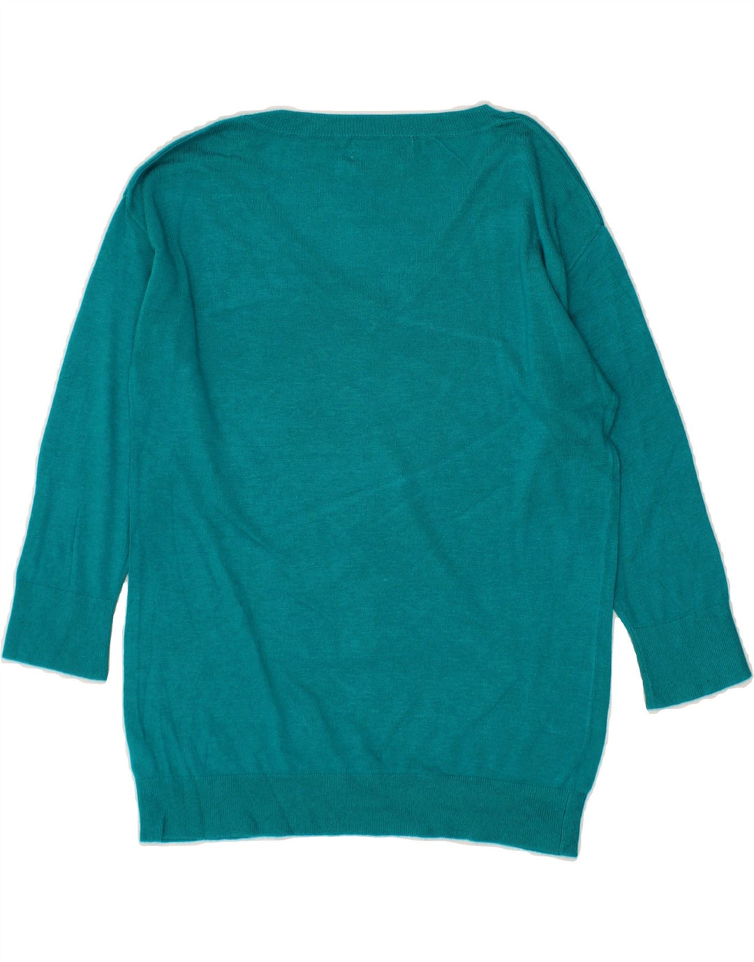 MOSSIMO Womens 3/4 Sleeve V-Neck Jumper Sweater UK 14 Medium Blue Nylon Vintage Mossimo and Second-Hand Mossimo from Messina Hembry 