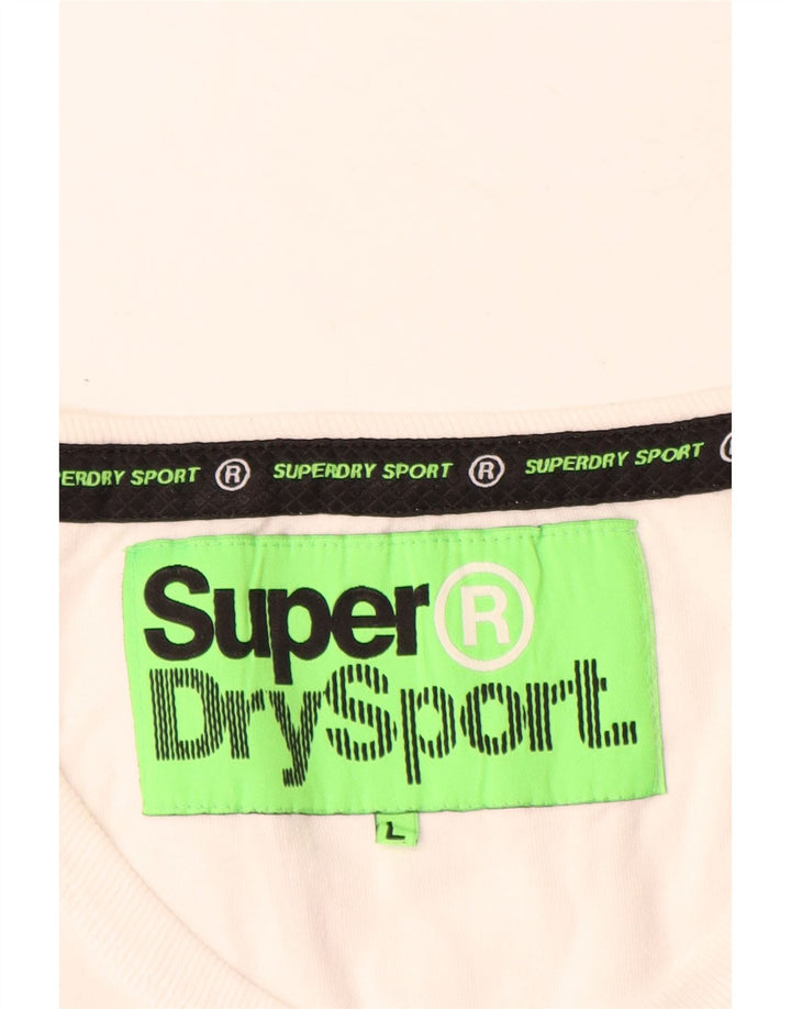 Damski top z kamizelką Superdry Graphic UK 16, duży, biały, bawełniany