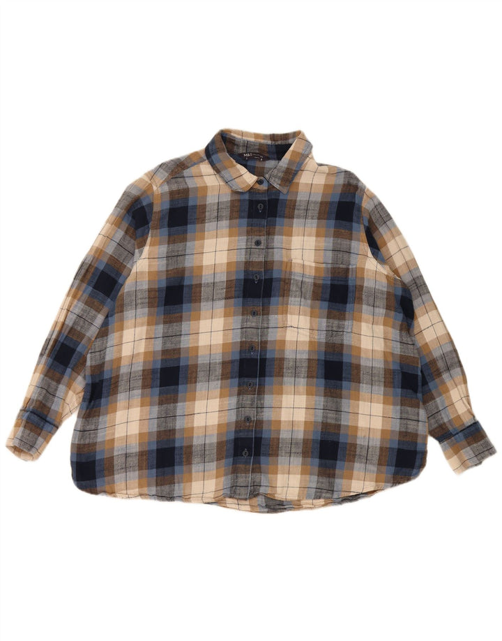 Marks & Spencer Damska koszula flanelowa UK 18 XL, wielokolorowa, bawełniana w kratę