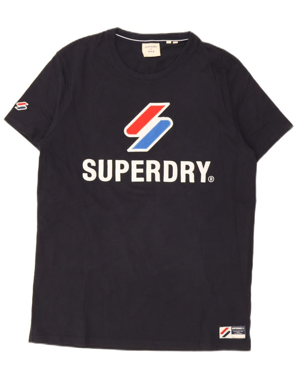 Męski T-shirt z grafiką Superdry, duży, granatowy, bawełniany