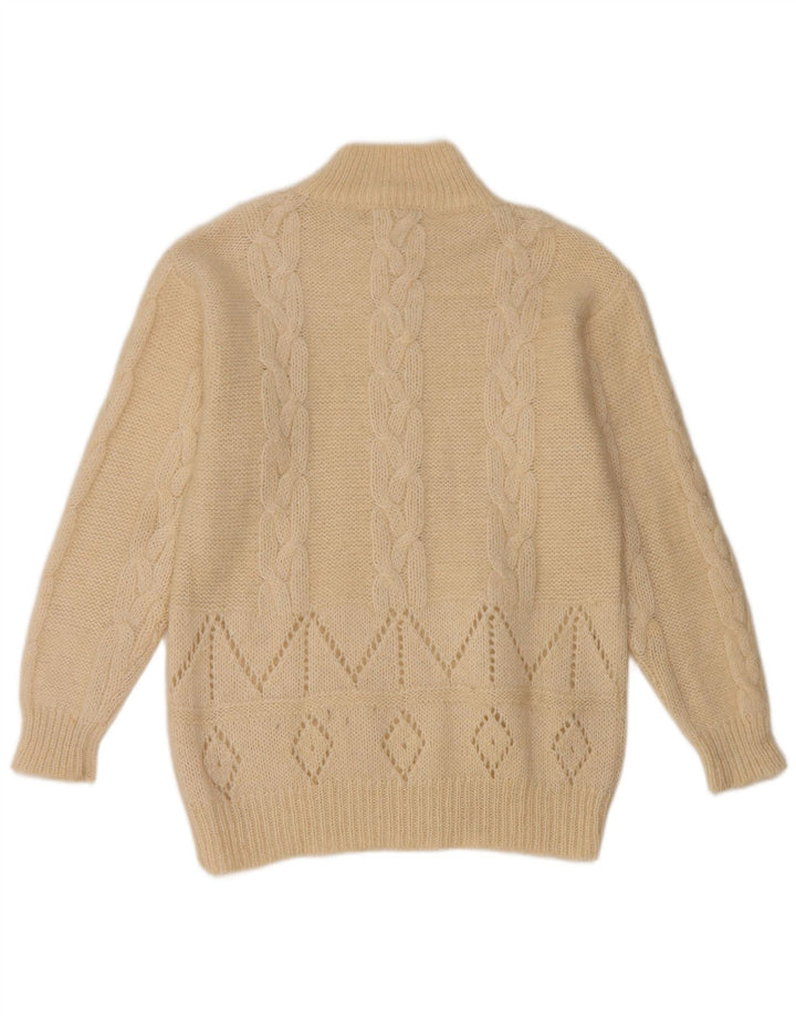Sweter damski w stylu vintage z golfem UK 14, średni biały