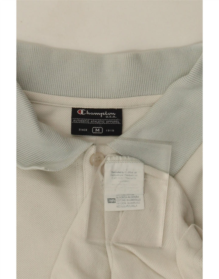 Męska koszulka polo do rugby Champion z długim rękawem, średnia biała bawełna