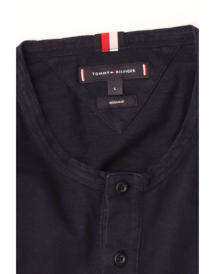 Męska koszulka Tommy Hilfiger o regularnym kroju z długim rękawem, duża, granatowa
