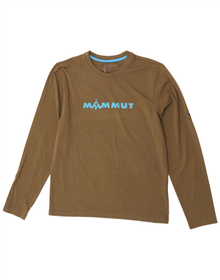 Męski top graficzny Mammut z długim rękawem, średni khaki, poliester