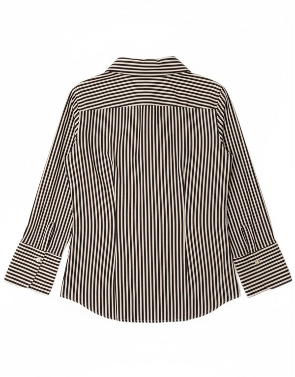 JAEGER Womens Shirt UK 8 Small Blue Pinstripe Cotton