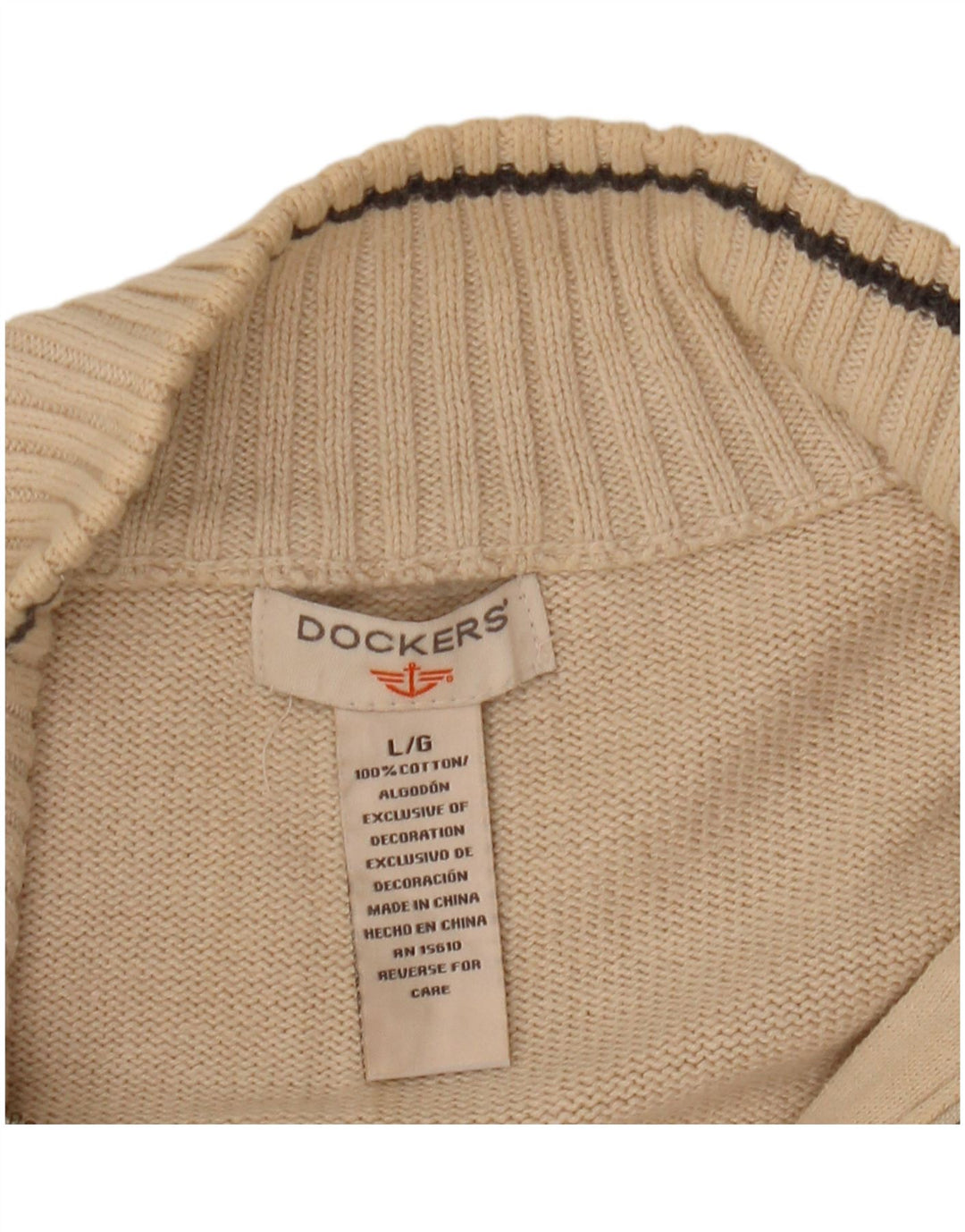 Męski sweter z zamkiem błyskawicznym Dockers, duży, z białej bawełny