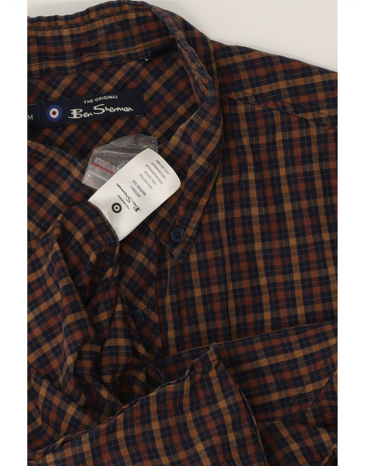 BEN SHERMAN Koszula męska, bawełniana w brązową kratkę