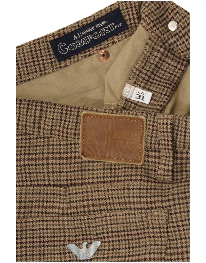 Spodnie damskie Armani Straight Casual W31 L30 Zielony poliester w pepitkę